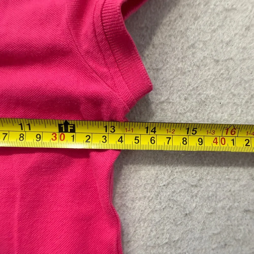 Tommy Hilfiger Girl's Hot Pink Short Sleeve Polo Shirt Classic Logo Y2K Size M